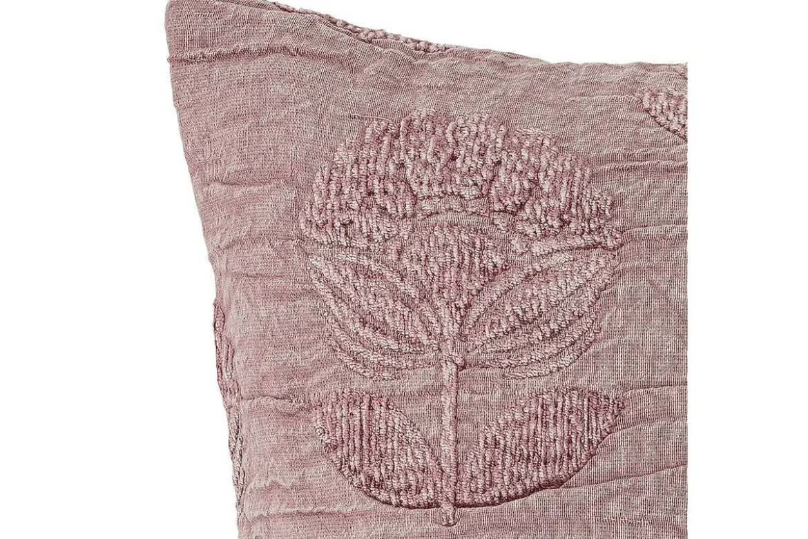 Zierkissen Brea – Baumwollkissen in Violett mit Stickerei