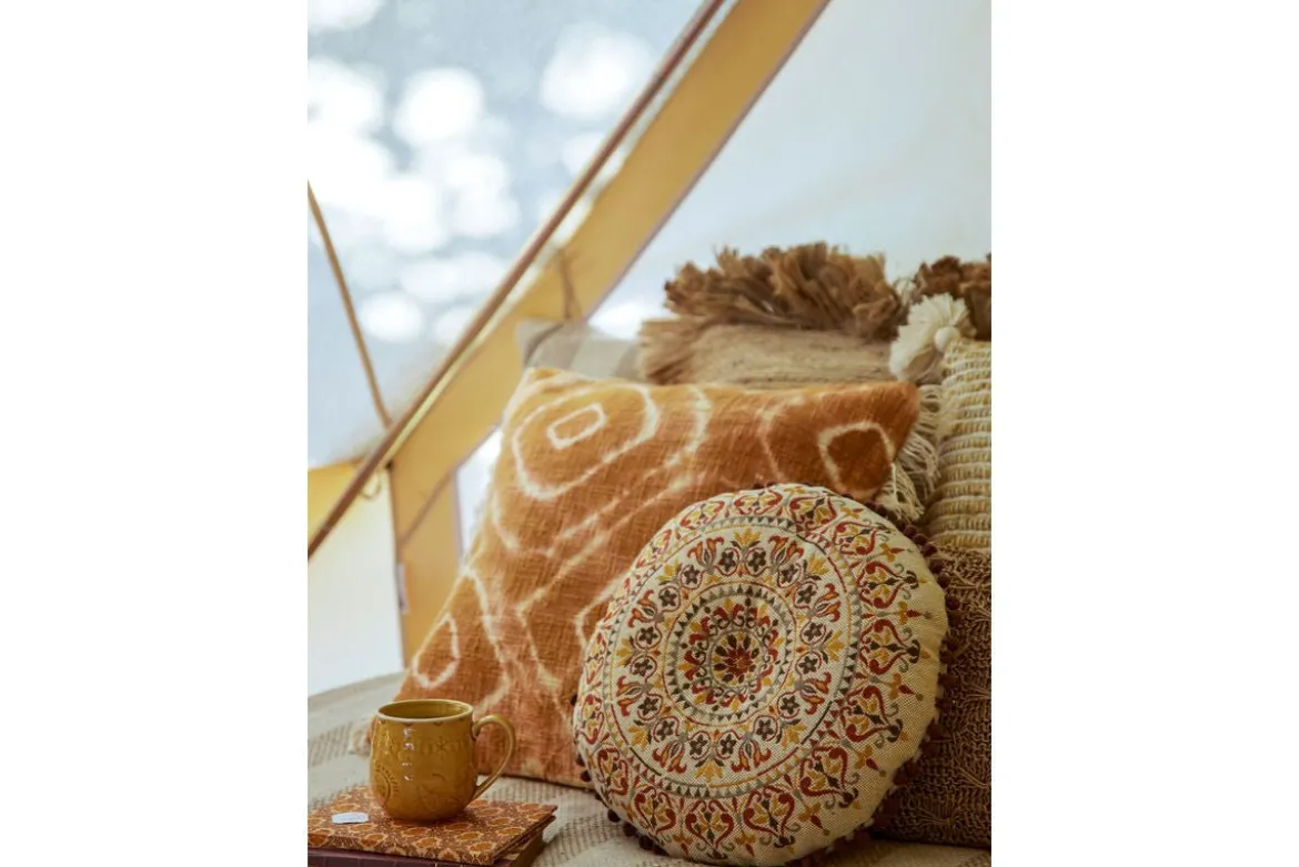Zierkissen Charles – Baumwollkissen in Orange mit Batikmuster