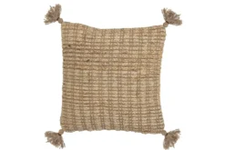 Zierkissen Jaro – Jute-Baumwollkissen in Natur mit Quasten
