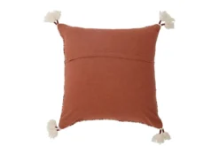 Zierkissen Samir – Baumwoll-Leinen-Kissen in Braun mit Quasten & Stickerei