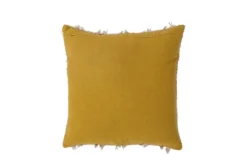 Zierkissen Soleil – Baumwollkissen in Gelb mit Fransen